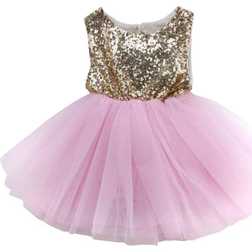 2019 Lovely Toddler Sequins Backless Princess Dress Gowns Kids Baby Flower Girl Dress Tutu Party Dress Bridesmaid Cute Dresses