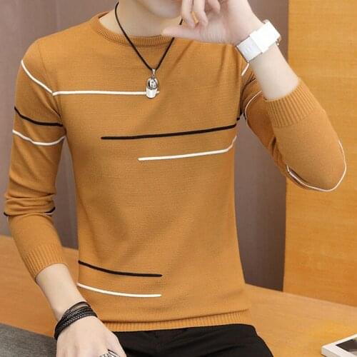 Autumn winter brand men pullover striped sweater male patchwork knitted sweaters knitwear clothes sueter hombre camisa masculina