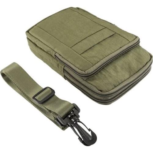 Men Outdoor Waterproof Zipper Closure Dual Phone Nylon Multifunction Travel Padded Shockproof With Strap Belt Pouch For IPhone