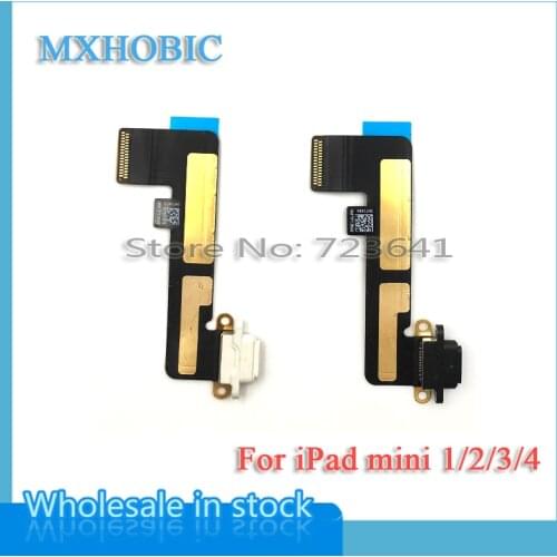 MXHOBIC 5pcs/lot Black White Charger Charging USB Port Dock Connector Flex Cable Ribbon For iPad Mini 1 2 3 4 Free shipping