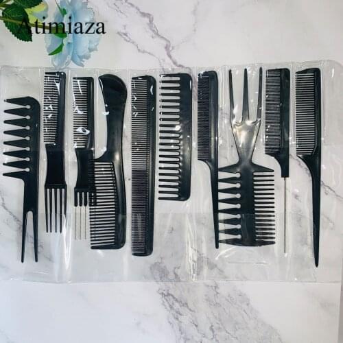10 Pcs Hair Barber Styling Comb Set Hair Care Comb Anti Static Coarse Fine Toothed Tail Teasing Waves Pick Combs For All Hair