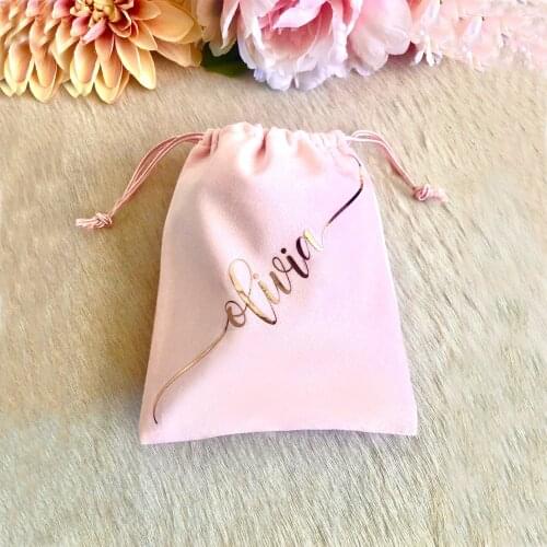 Personalized Velvet Drawstring Pouch, Custom Name Jewelry Packing, Favors and Gifts Purpose Bags Wedding Birthday Gifts Bag