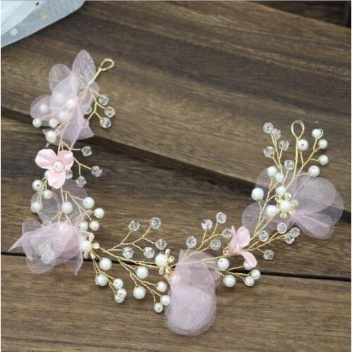 Bridesmaid Handmade Romantic Princess Wedding Party Hairband Pink Flower Girls Crown Pageant Prom Headband Hair Accessories