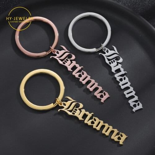 Custom Name Keychain Personalized Name Nameplate Stainless Steel Keychain Fashion Charm Family Jewelry Keyring Women Men Gifts