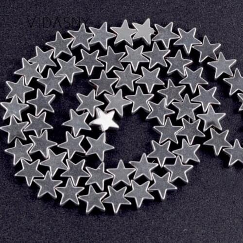 Silver Plated Flat Star Hematite Stone Natural Mineral Beads For Jewelry Making 6 8 10mm Spacer Beads Diy Bracelet Necklace 15