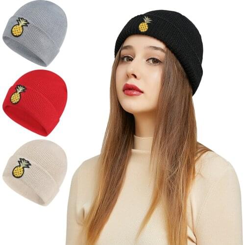Unisex Hat Cotton Blends Solid Warm Soft Knitted Hats Men Winter Caps Womens Skullies Beanies For Girl Pineapple Dropshipping