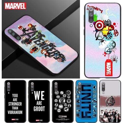 Silicone Cover Marvel Avengers cute text logo For Xiaomi Mi 11 10T 10 9T 9 8 Note 10 Lite Pro Ultra 5G Black Soft Phone Case