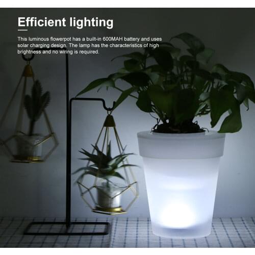Modern Illuminated Planter Vase LED Flower Pots Decorative Light Lamp Landscape For Desk Garden Yard plant solar flowerpot