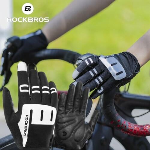 ROCKBROS Summer Bicycle Full Finger Cycling Bike Gloves SBR Shockproof Touch Screen Gloves Men Women Outdoor Sports Equipment