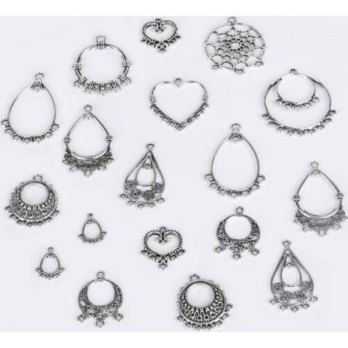10pcs Antique Silver Color Metal Alloy Vintage Earring Charm Connectors For Jewelry Making DIY Earrings Findings Accessories