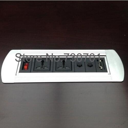 3pcs/lot Office manual flipping rotation desktop table socket outlet with power switch for furniture