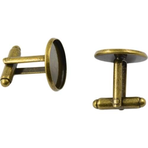 10pcs Metal Blank Antique Bronze CuffLinks Blank 16mm Pad findings Cuff links for Men