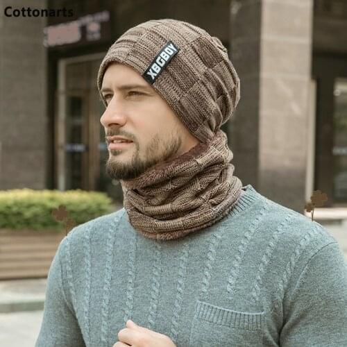 Winter Thicken Plush Knitted Hat with Collars Sets Plus Velvet Woolen Hat Parent-child Warm Beanie Hats Neck Guard Pullover Caps