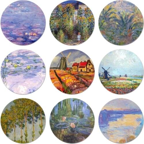 58mm Claude Monet Impressionism French Icons Pins Badge Decoration Brooches Metal Badges For Clothes Backpack Decoration