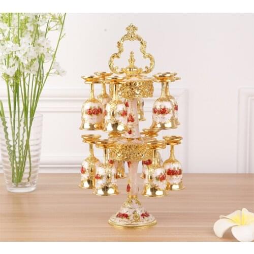 European 12pcs wine/Coffee cup alloy metal wine glass barware set Goblet wine set for home/bar decoration wine tool set JJ075