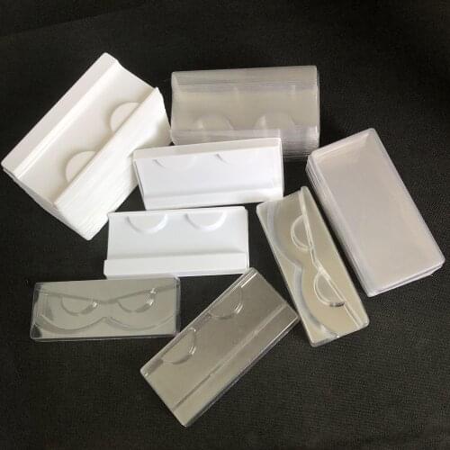50/pack Wholesale Clear Square Lash Trays PlasticTransparent Blank Eyelash Tray Holder for Eyelash packaging Box Cases Container