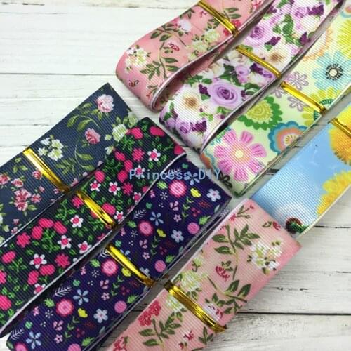 8Yards 1'' Mix Style Printing Grosgrain Ribbon 25mm Silkprint Floral Ribbon, Diy Headwear Bow Decoration,Wedding Party Gift Wrap