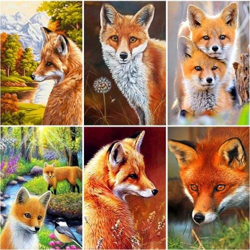 Fox DIY 5D Diamond Painting Full Round/Square Animal Diamond Embroidery Cross Ctitch Resin Diamond Embroidery Home Decor