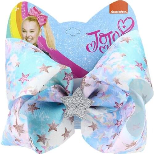 8" Jojo Siwa Bows for Girls Sequin Star Hair Bows Hair Clip Ribbon Hairpins Knot Hairgrips Fashion Party Kids Hair Accessories