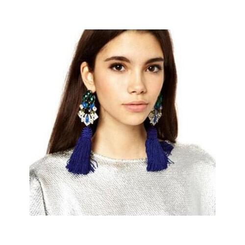 Brincos Grandes Trendy Big Crystal Long Water Drop Tassel Earrings for Women statement bohemia earrings