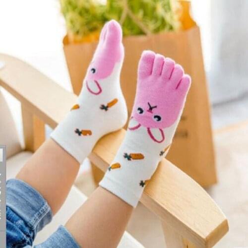 2018 New year Children Socks Cotton cartoon Stripe Boys Girls Socks Cheap Stuff Toe Socks Kids Five Finger Fox Sock 3-7T/7-12T