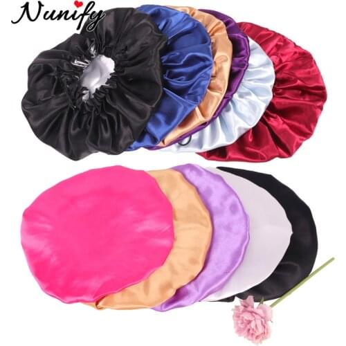 Nunify Reversible Satin Bonnet Hair Caps Pink Black Double Layer Adjust Sleep Night Cap Head Cover Hat Hair Care Cover Bonnets