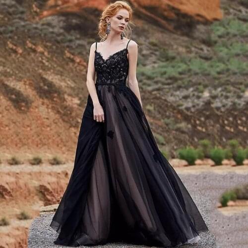 Eightree 2019 Elegant A-Line Spaghetti Strap Wedding Dress Floor Length Tulle Lace Bride Dress Appliques vestido de noiva