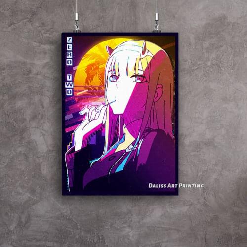 Canvas Anime ZERO TWO 02 RETRO Pictures Home Decoration Paintings Poster HD Prints Wall Art Modular Living Room Framed