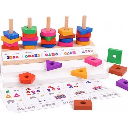 Shape Matching Toy Sorting Game Set for Baby Development Creative Match Game Wooden Building Block for Preschool Teach