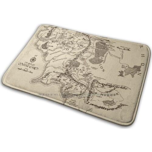 Map Mat Rug Carpet Anti-Slip Bedroom Entrance Door Mat Map Middle Earth Ring Friend