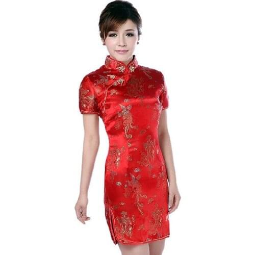 2019 Chinese cheongsam Silk Qipao women summer dress New Year party sexy evening dresses chi-pao