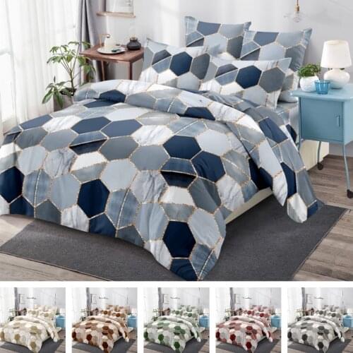 2 or 3pcs Bedding Set Marble Printing Soft Duvet Cover Sets with Zipper Closure 1 Quilt Cover + 1/2 Pillowcases US/EU/AU Size