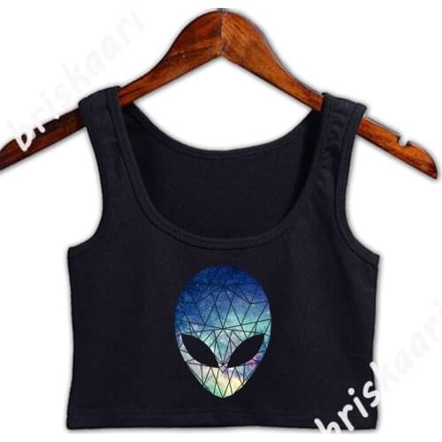 Polygon Alien Crop Top For Girl Spring Autumn Plus Size 4xl Top Designer Female Original Crazy Vest