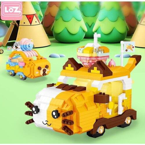 LOZ Diamond Car Building Blocks Toys for Kids Assembly Creator City Bricks Bear Cat Children Montessori Toys Gift for Girls Boys
