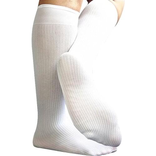 Men Sexy Long Socks Knee High White Male Formal Dress Suits Socks Sheer Thin Gay Silk Stockings Fashion Collection