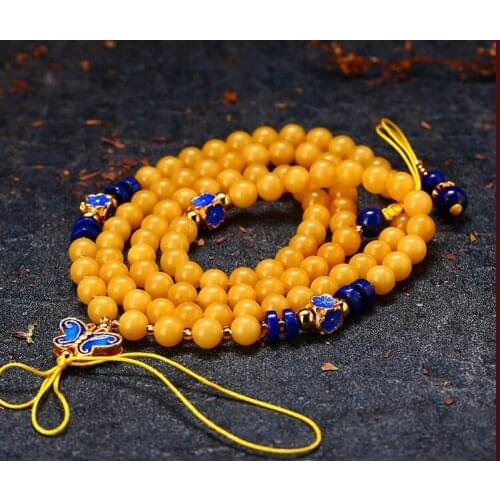 Natural honey wax chain amber necklace chicken butter pendant sweater matching ladies