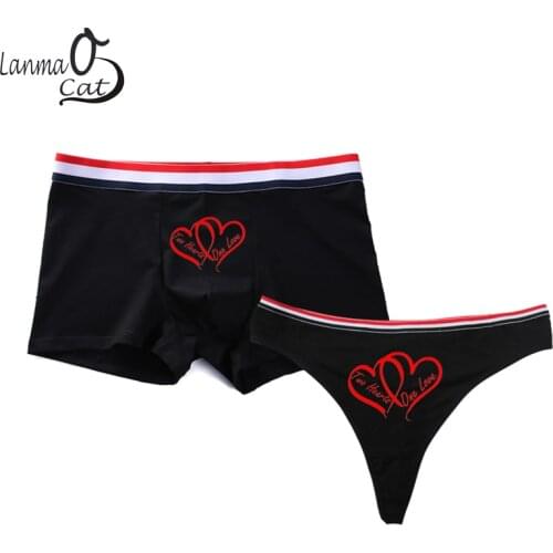Lovers Underwear Men Boxer Shorts Women Thongs Couples Underpant Sexy Lady Thongs G String