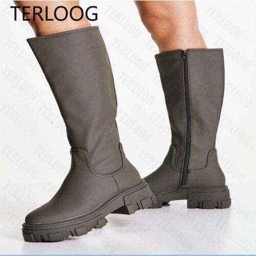 2021 Winter Women Warm Mid Heels Shoes Fashion New Designer Knee-High Snow Boots Oxford Platform Gladiator Motorcycle Boots Lady