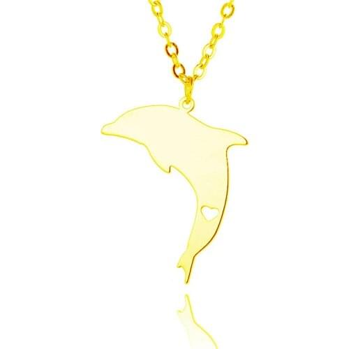 New Dolphins Charm Necklace Gold Color Silver Color Stainless Steel Shark Pendant Necklace Fish Jewellery Ocean Jewellery