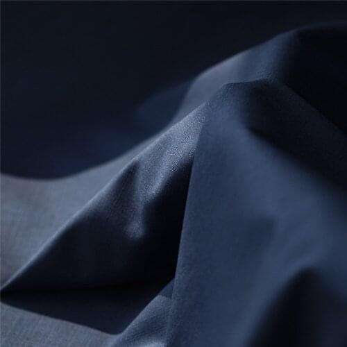 Retro solid dark blue slub worsted pure wool fabric,neutral style,anti-winkle,sewing for jacket,suits,pants,craft by the yard