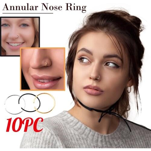 Fake Septum Nose Hoop Rings Stainless Steel Faux Lip Ear Nose Septum Ring Non Piercing Clips On Nose Hoop Rings Body Piercing