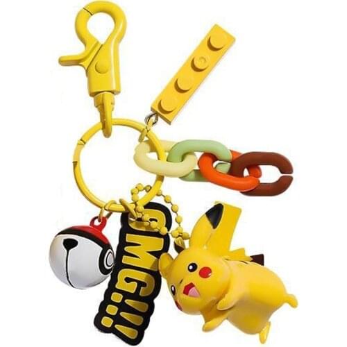 Genuine Pokemon Pikachu Keychain Dolls Toy Pikachu Kawaii Action Figure Anime Figure Pokemon Anime Keychain