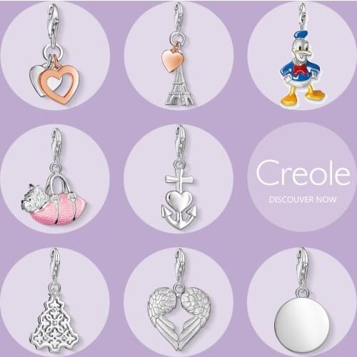 Heart Eiffel Tower Duck Dog Faith Hope Love Christmas Tree Wings Disc Charm Pendant,2019 Trendy Jewelry 925 Sterling Silver Gift