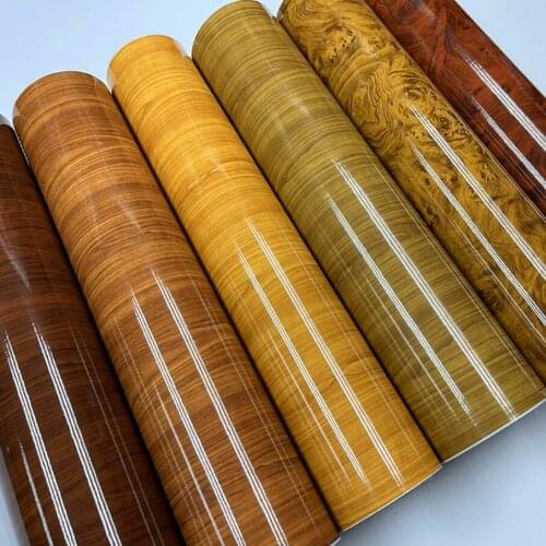50cm*600cm High Glossy Wood Grain Faux Finish Textured Vinyl Wrap Roll Sheet Film For Home Office Furniture DIY Air-Release