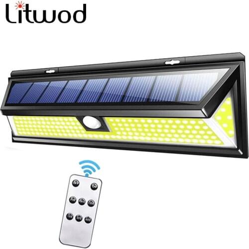 Remote Control Solar Light Outdoor Wall Lamp Motion Sensor Street Light 248 Led Built in Battery Powered Sunlight Waterproof