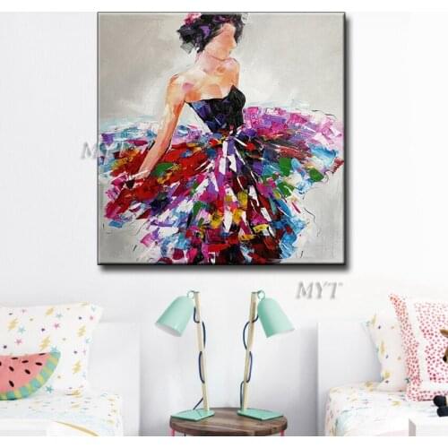 Low-Cut Evening Dress Pretty Girl 100% Handpainted High Quality Oil Paintings Wall Art Home Decor Picture Modern On Canvas
