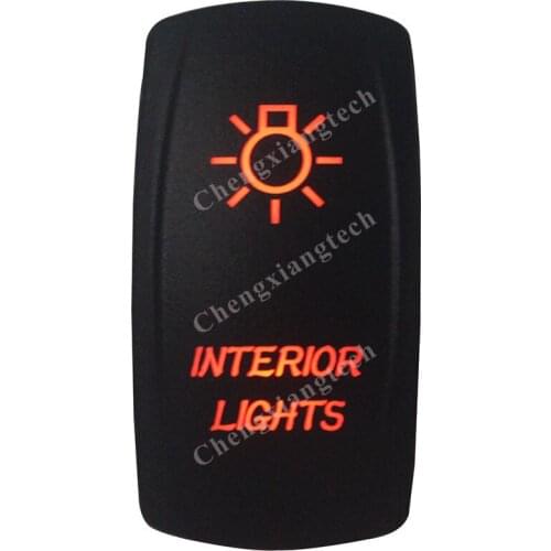 Marine Grade Waterproof IP66 INTERIOR LIGHTS Rocker Switch AMBER Led lamp 5 Pin ON/OFF SPST DC12V 24V