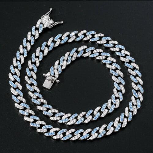 Hip Hop Jewelry 9mm Single Row Full Of Cubic Zircon Cuban Chain Simple Necklace For Men Gift
