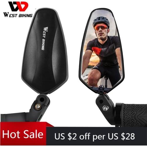 WEST BIKING Bicycle Rearview Mirror Handlebar Plug Mirror 360 Rotation Adjustable HD Mirror Safety Wide Range Back Sight Mirror