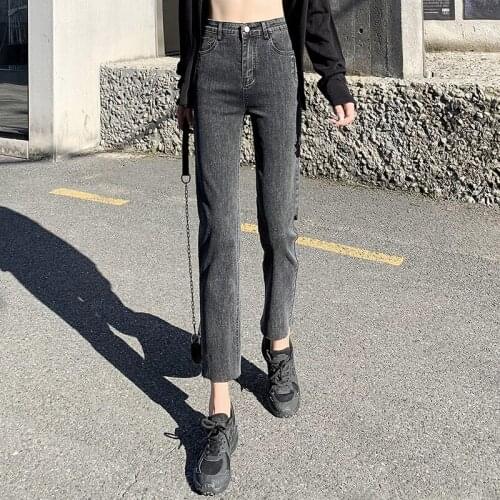 2020 Women Stretch Waist Retro Oversized Jeans Lady Students Baggy Haerm Pants Girls Winter Plush Warm Trousers